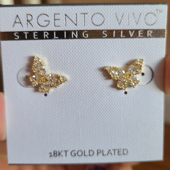 ARGENTO VIVO STERLING SILVER Cubic Zirconia Butterfly Stud Earrings - Picture 3 of 7